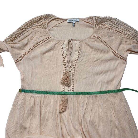 HEARTLOOM Crochet Pink Peasant Cottage Blouse Tunic Size Medium Boho Hippy - Picture 10 of 12